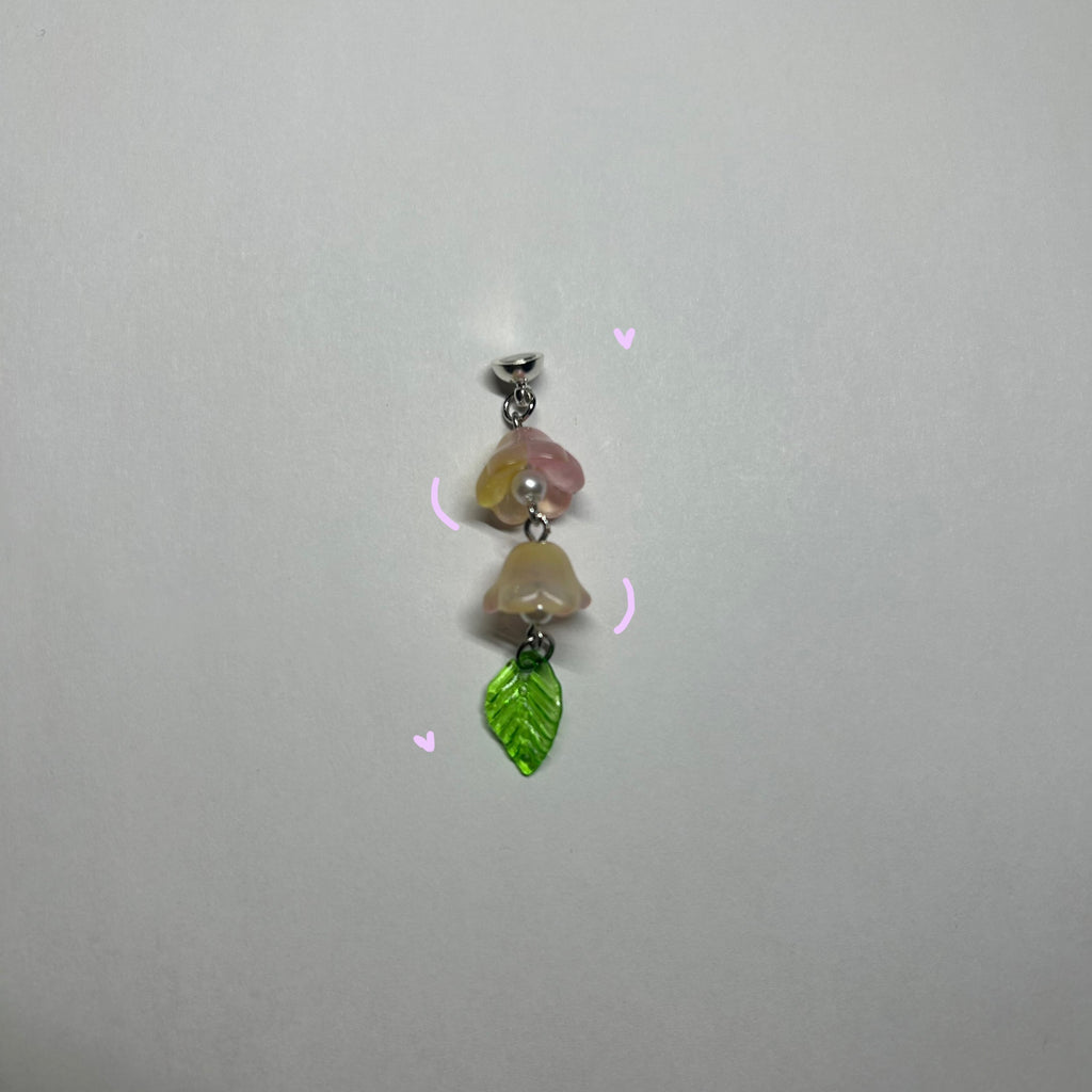 pink/yellow lily of the valley glasses charm