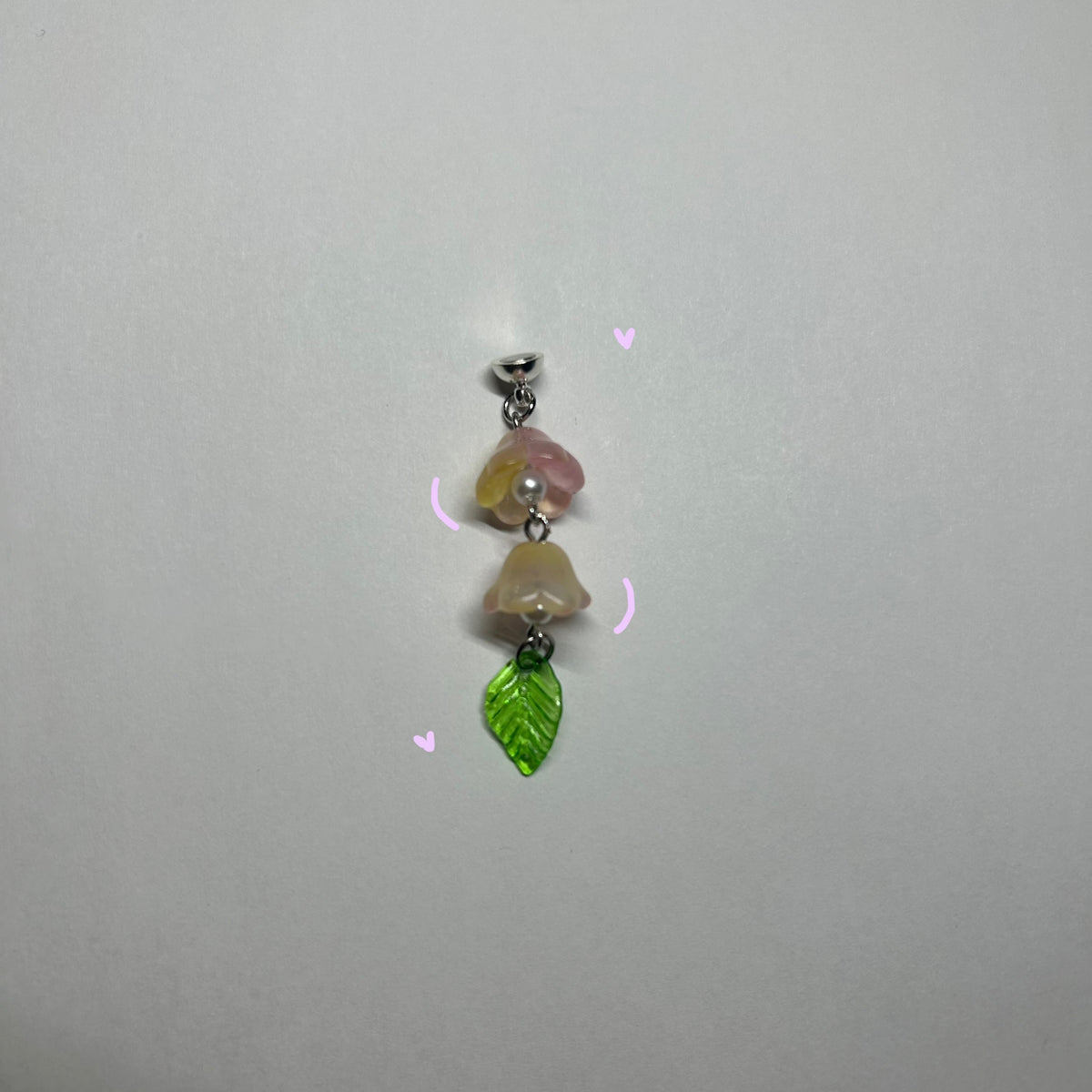 pink/yellow lily of the valley glasses charm